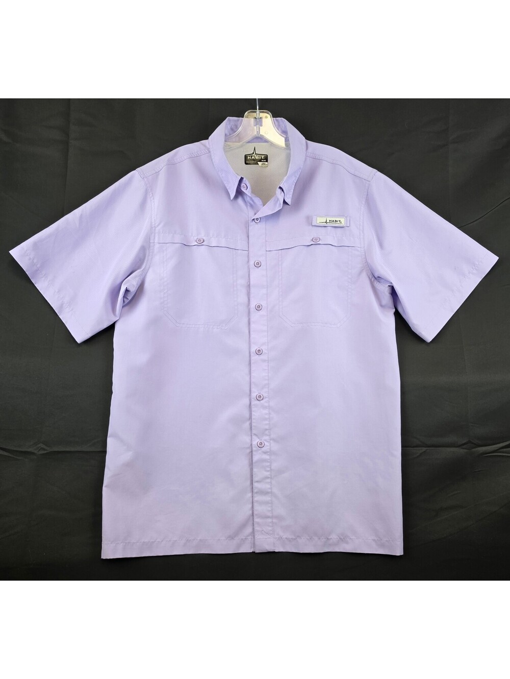 Habit Men's Medium Light Purple Short Sleeve Button-Down Shirt 100% Polyester UV